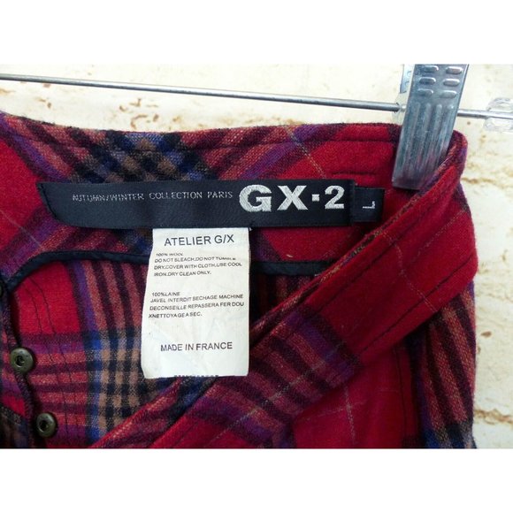 Atelier GX-2 France Womens VTG Y2K Asymmetrical Plaid Wool Skirt L Punk Grunge - Picture 9 of 11